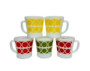 Mug Vintage Anchor Hocking Fire-King Turquoise – Couleur Tirée, Anse, Super état