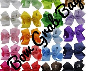 6 Inch Boutique hair Bows Choose Color//Clip Solid//Print