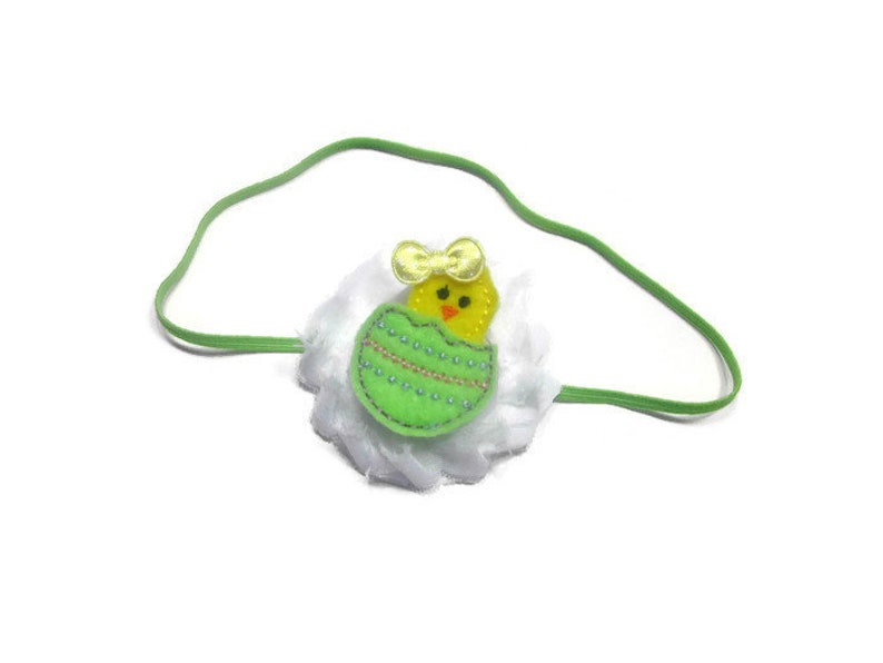 Green Chick Headband Easter Hairbow Headband Baby Chick Baby Girl Headband Easter Headband Infant Headband Baby Headband