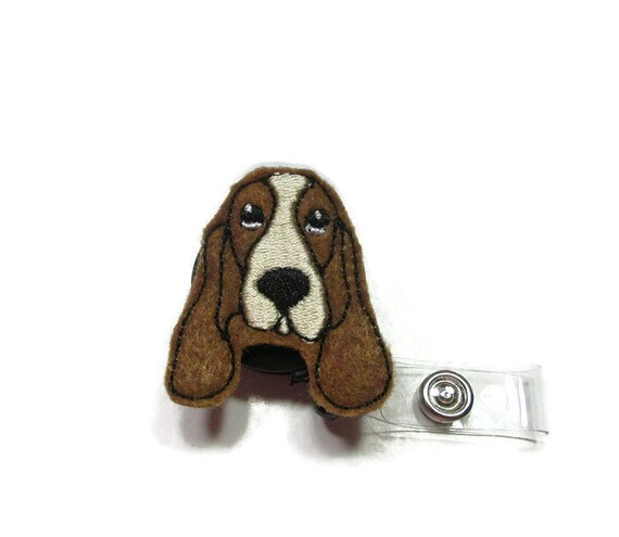 Basset Hound Dog Breed Heart Lanyard Retractable Reel Badge ID Card Holder