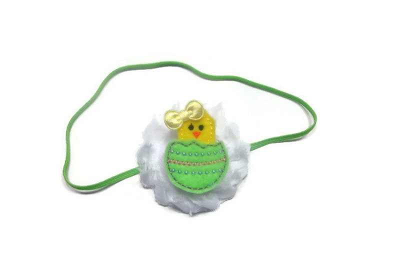 Green Chick Headband Easter Hairbow Headband Baby Chick Baby Girl Headband Easter Headband Infant Headband Baby Headband