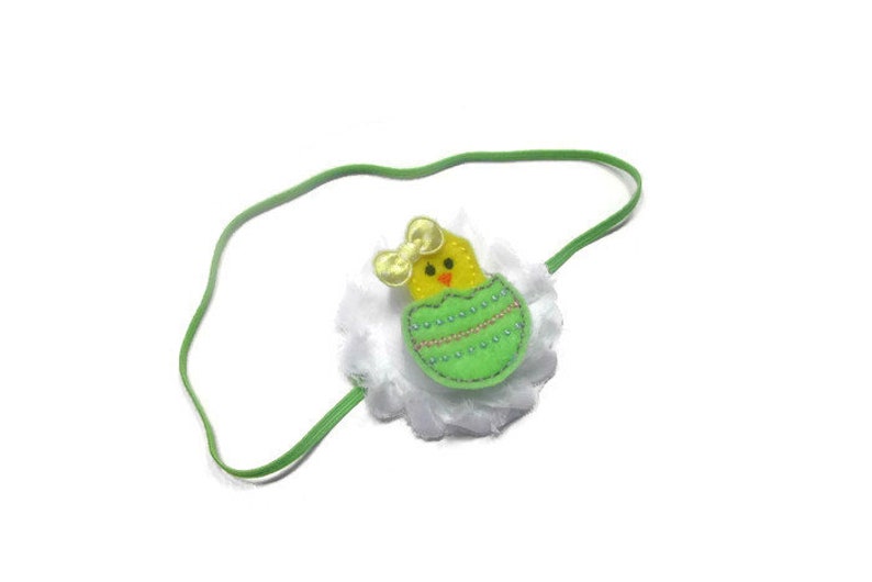 Green Chick Headband Easter Hairbow Headband Baby Chick Baby Girl Headband Easter Headband Infant Headband Baby Headband