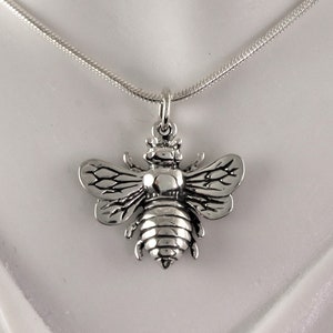Sterling Silver Honeybee Pendant, Silver honeybee necklace, animal spirit totem, Gardener's jewelry, Petite dainty nature jewelry 3/4"