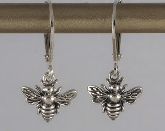 Tiny Sterling silver honeybee earrings, silver bee earrings, spirit animal, yoga earrings, animal totem, nature lovers jewelry, dainty