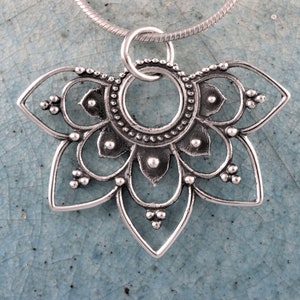 Sterling Silver Mandala Pendant, Silver lotus mandala, yoga pendant, yoga jewelry, spirit jewelry, mandala jewelry, Zen lotus jewelry