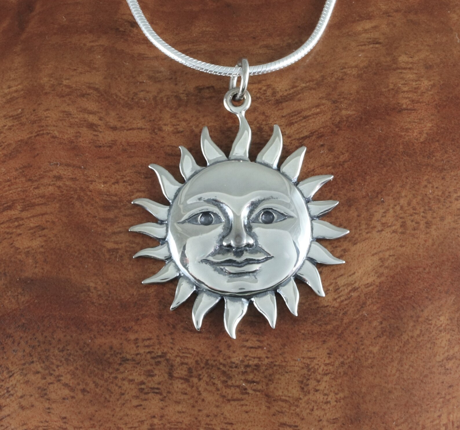Silver sun necklace Sterling silver sun face pendant Sun Etsy