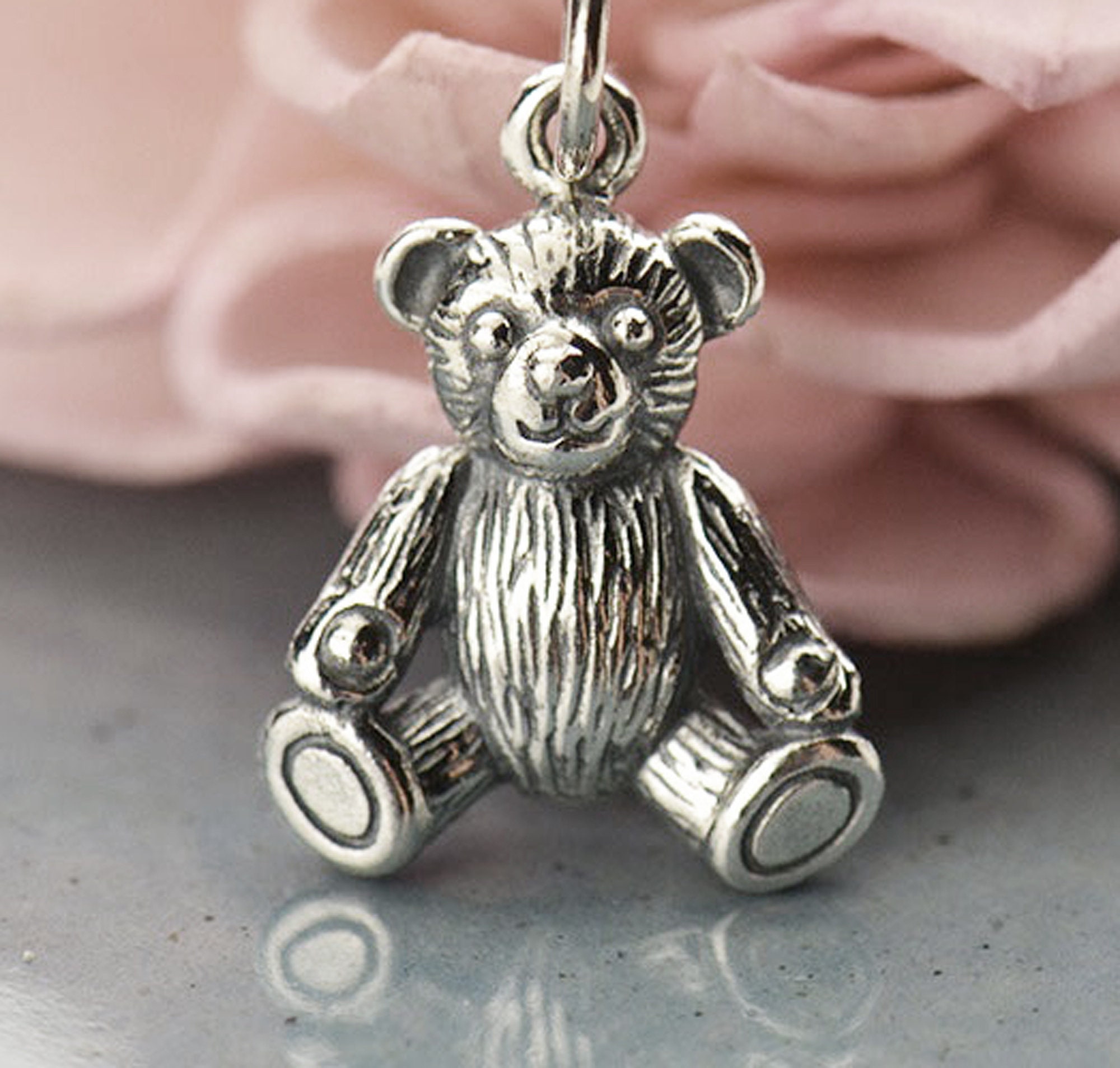 Antique Teddy Bear 3D Charm Sterling Silver Antique Teddy Bear 3D Charm Sterling Silver