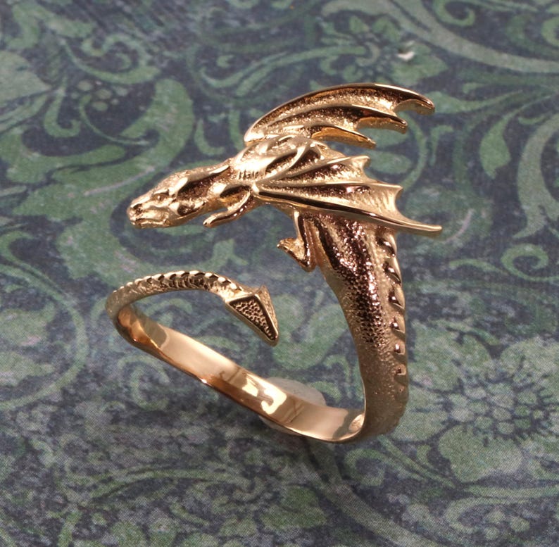 Dragon Ring, Sterling Silver or Solid Bronze, Adjustable, Medieval Power Fantasy Jewelry image 2