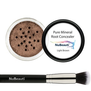 NuBeauti Root Concealer Touch Up Powder All-Natural Crushed Minerals Fast and Easy Total Gray Hair Cover up .30 ounce Light Brown