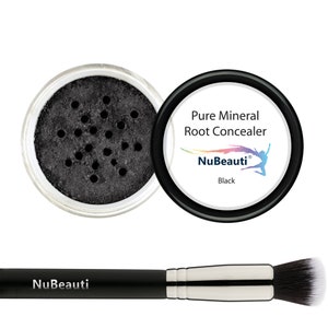 NuBeauti Root Concealer Touch Up Powder All-Natural Crushed Minerals Fast and Easy Total Gray Hair Cover up .30 ounce Black
