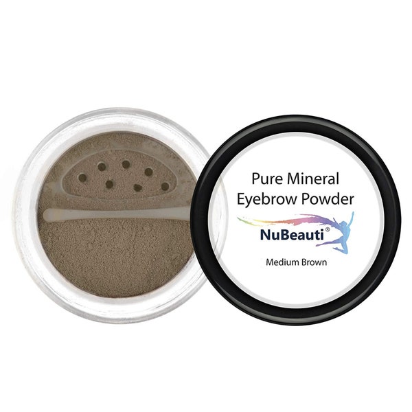 Mineral Eyebrow Powder by NuBeauti - Natural Brow Makeup Kit with Angled Contour Brush - Get Beautiful & Perfect Brows