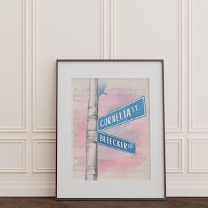 Taylor Cornelia Street Poster Print | Watercolor on Sheet Music Decor Wall Art for Home or Dorm | Inspired by Lyrics About New York