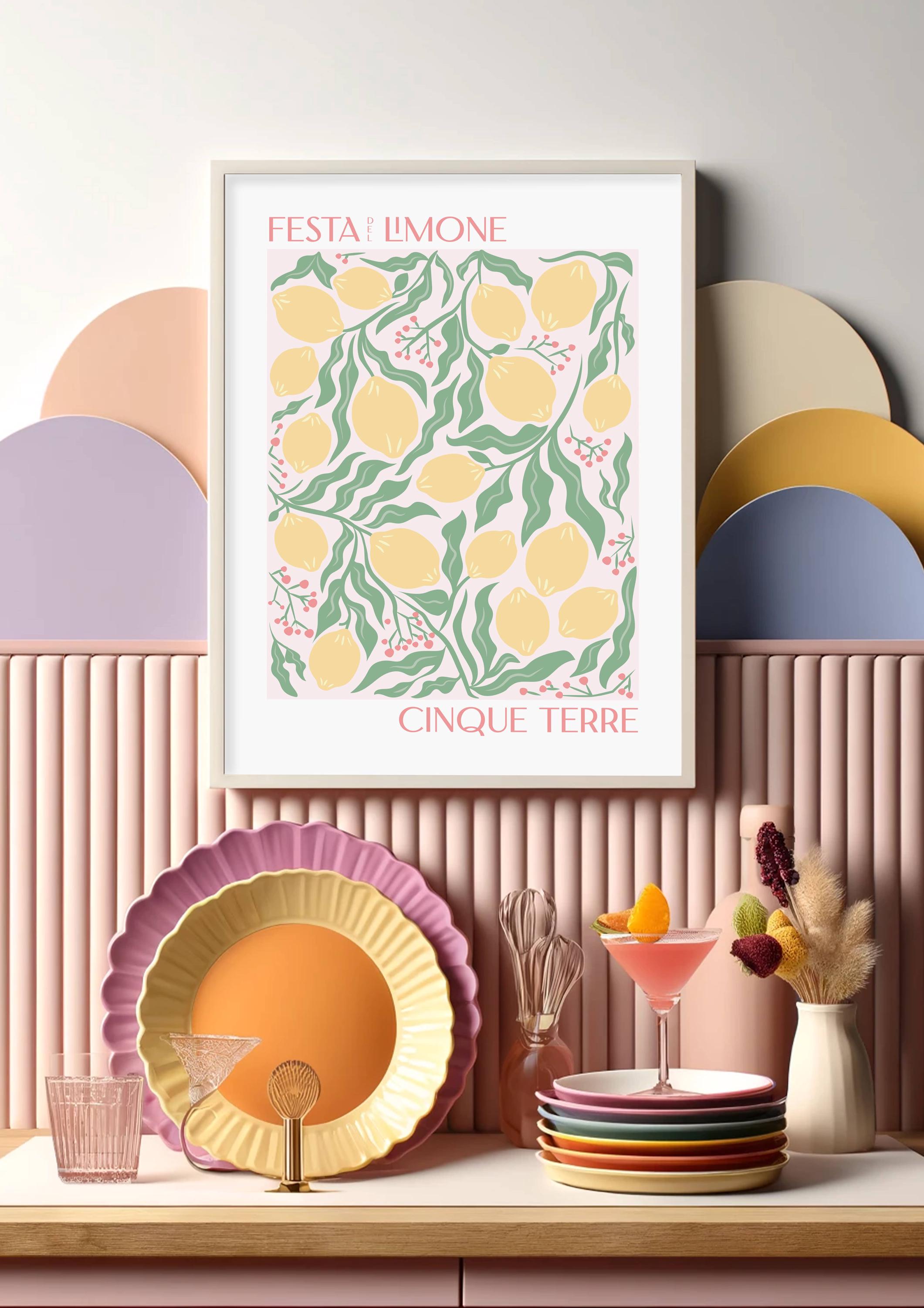 Cinque Terre Lemon Festival Art Print: Italian Kitchen Wall Decor ...