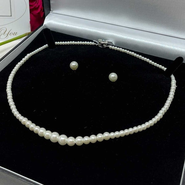 Pearl Set, Pearl Earring & Necklace Set FREE Gift Box