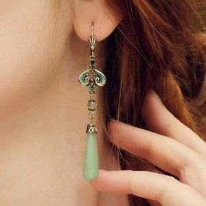 Aventurine Natural Stone Green Drop Earrings