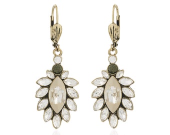 Diamante 1950s White Opal Drop Earrings
