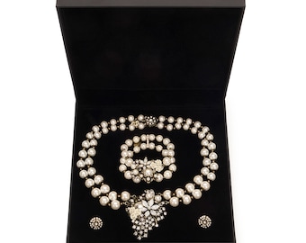 Miriam Haskell Necklace, Stud Earrings and Bracelet Gift Box