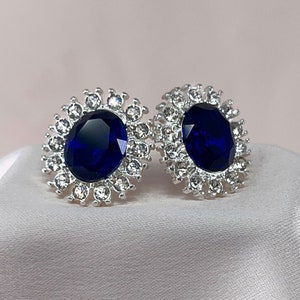 Lady Diana Inspired Sapphire Clip on Earrings image 3