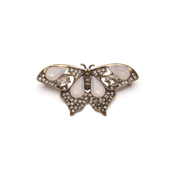 Vintage Butterfly Pink Opal Brooch