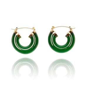 Green and Gold Chunky Hoop Earring
