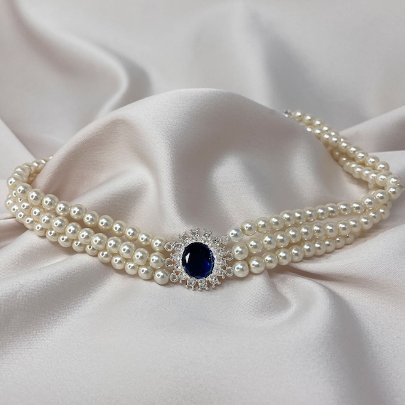 Princess Diana Necklace Blue Sapphire