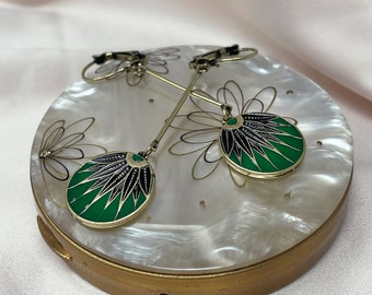 Art deco Inspired Vintage Emerald Drop Earrings