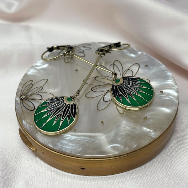 Art deco Inspired Vintage Emerald Drop Earrings