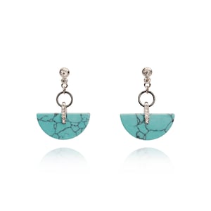 Turquoise Stone Art Deco Geometric Earrings