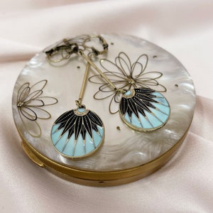 Art-Deco-inspirierte Vintage Blaue baumeln Tropfen Ohrringe