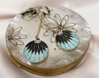 Art deco Inspired Vintage Blue Dangle Drop Earrings