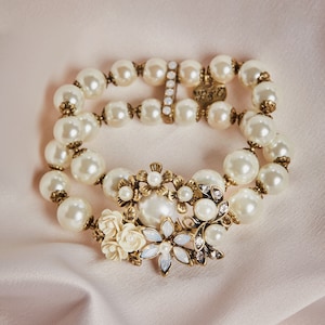 Miriam Haskell Inspired Gold and Pearl Bracelet