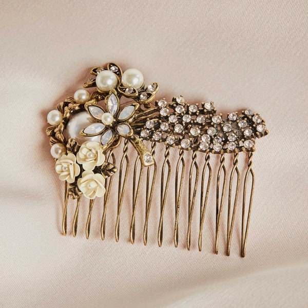 Vintage Miriam Haskell Inspired Pearl Hair Comb