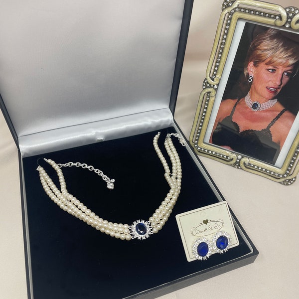 Princess Diana Jewellery: Lady Diana Inspired Pearl Choker With Matching Clip On Earrings