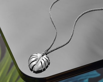 Monstera Leaf Silver Necklace