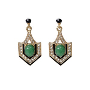 Orecchini in giada verde egiziana anni &#39;20