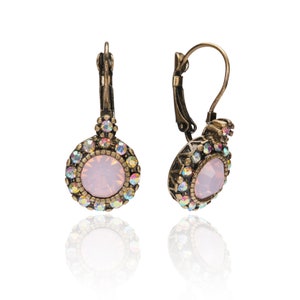 Elegant 1950s Style Pink Opal  Dangle Earrings