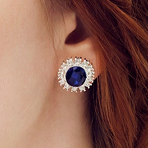 Lady Diana Inspired Sapphire Clip on Earrings image 2