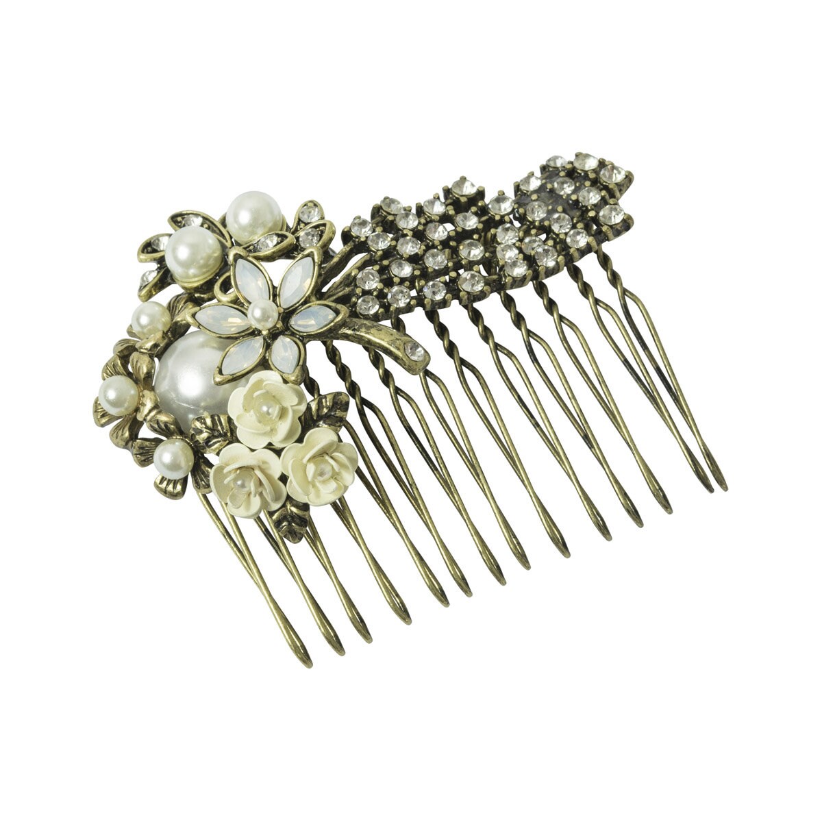 SIGNED MIRIAM HASKELL Vintage Shells Adorned Hair Comb Miriam Haskell Very Rare Early Pearl Gilt Gold Whimsical  main image 3