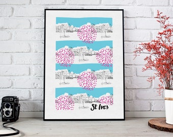 Giclee Print of St Ives Cornwall - A5 A4 A3 artist hand drawn illustration - Original signed artwork - gift for a friend