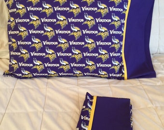 travel gold bedding purple Vikings travel size Minnesota football sports home and living sheets and pillowcases Pillowcase