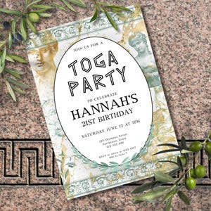 Toga Party Birthday Invitation Template, Ancient Greece, Editable in Canva, Printable Greek Mythology Invite, Instant Download Percy Jackson