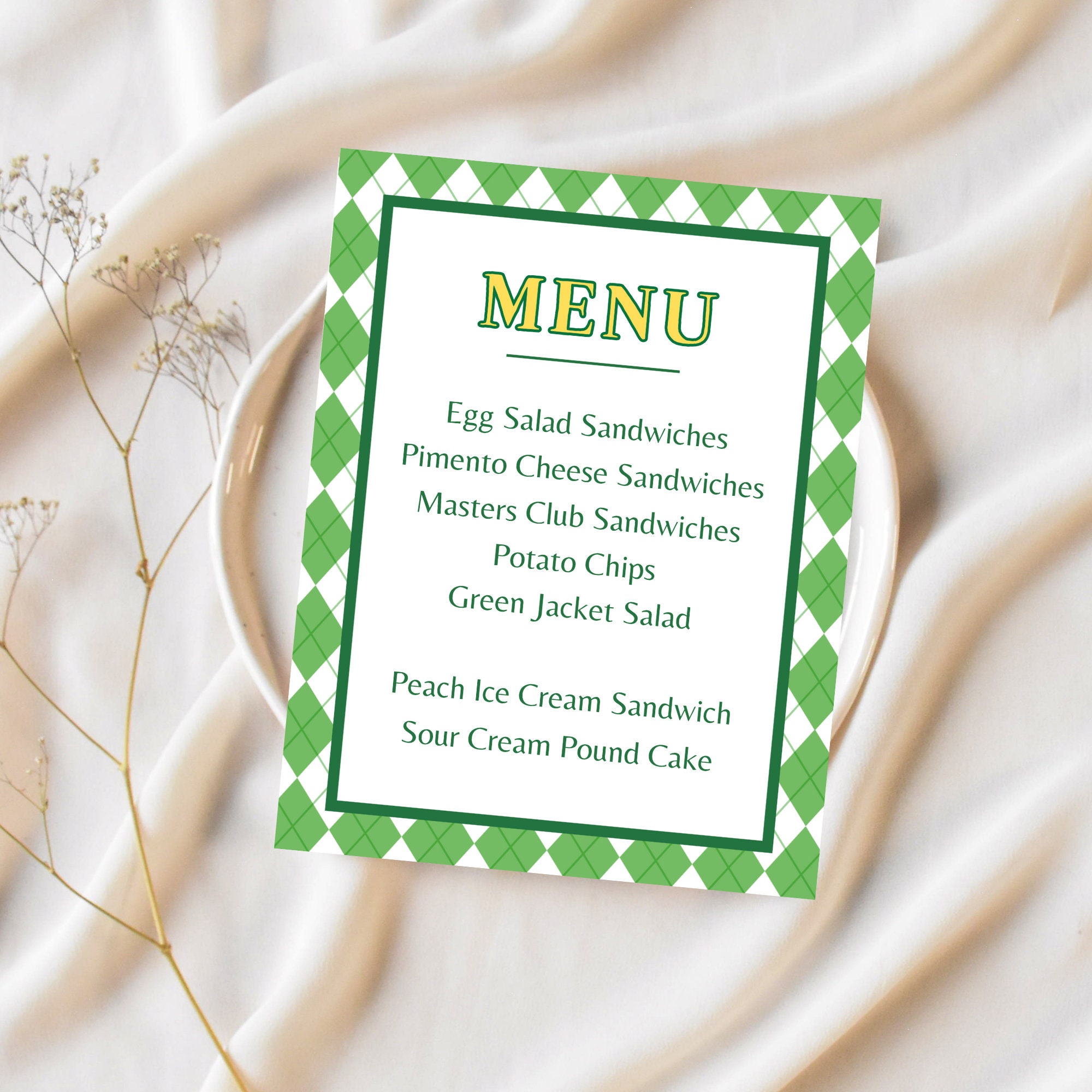 Editable Golf Masters Party Menu Template, Masters Viewing Party ...