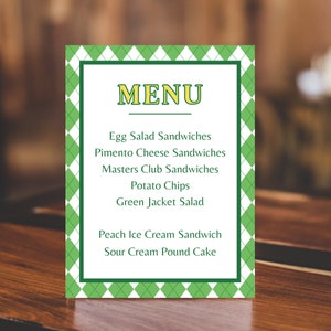 Editable Golf Masters Party Menu Template, Masters Viewing Party Decorations, Instant Download, Editable in Canva, Golf Party Menu Cards