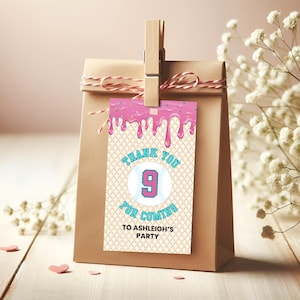 Printable Baseball Drip Thank You Tags, Birthday Party Favor Labels, Editable Template, Girls Boys Custom Decorations Canva Instant Download