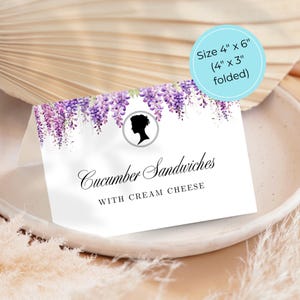 Printable Bridgerton Food Labels Template, Birthday Afternoon Tea Party Decorations, Instant Download, Edit in Canva, Editable Buffet Cards