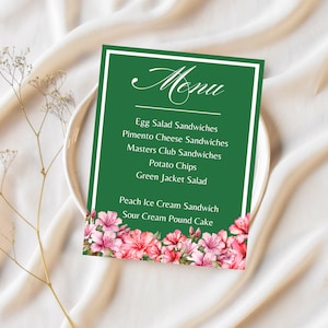 Editable Golf Masters Party Menu Template, Masters Viewing Party Decorations, Instant Download, Editable in Canva, Golf Party Menu, Azaleas