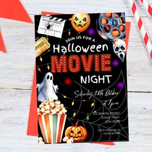 Printable Halloween Movie Night Invitation Template, Scream Spooky Watch Party Invite, Fall Horror Film Viewing, Instant Download Edit Canva
