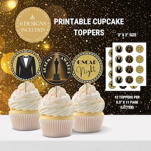 Printable Oscars Themed Cupcake Toppers, Round 2