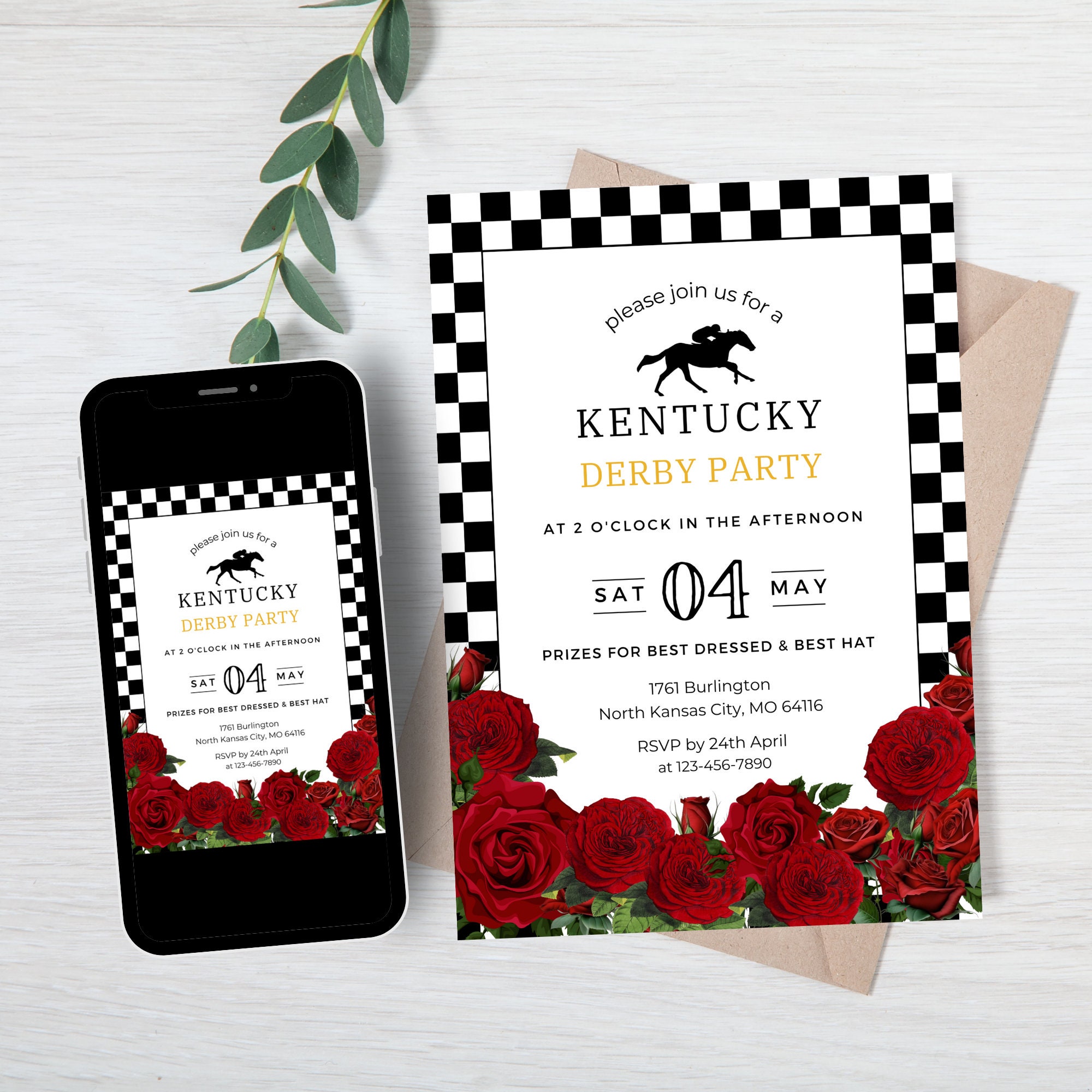 Kentucky Derby Party Invitation Printable Template, Horse Race Invite ...