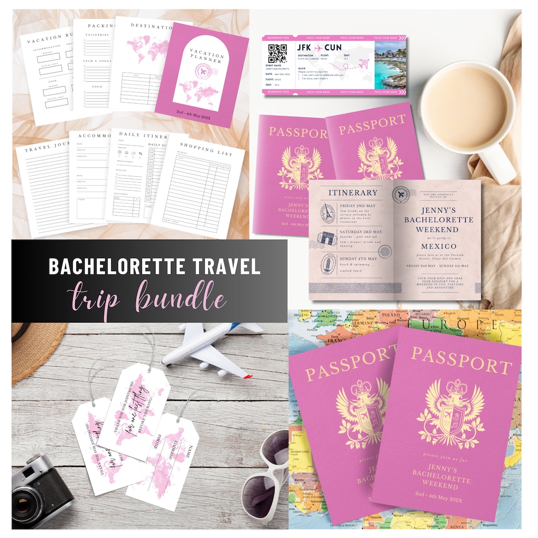 Printable Bachelorette Weekend Template Bundle Passport RSVP Printable Bachelorette Weekend Template Bundle Passport RSVP
